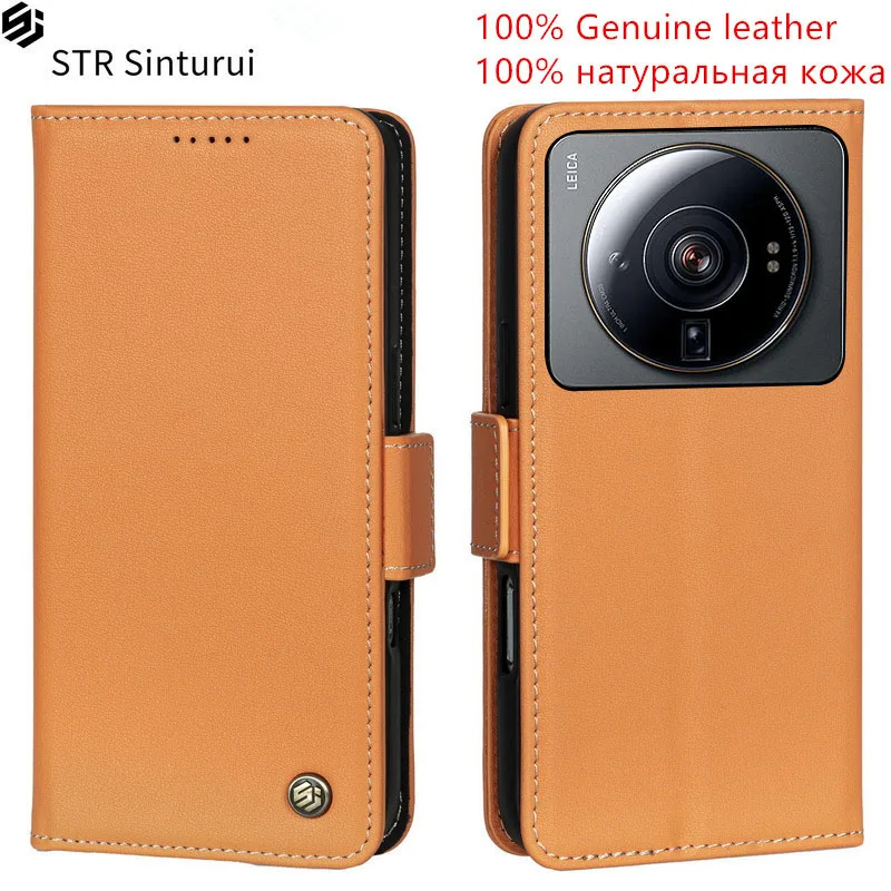 

STR 100% Genuine Nappa grain leather card Slot Wallet Cover For Xiaomi mi 12S 11 Ultra 12T 11T Pro 11i Lite 5G Flip phone Case