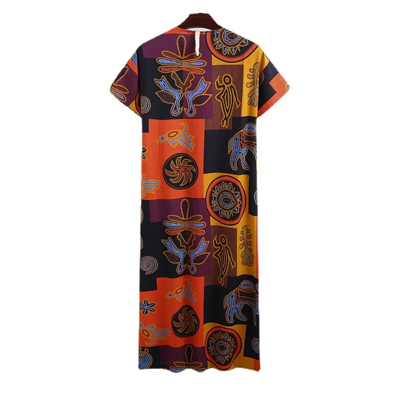 فستان كاجوال للرجال من Jubba Thobe على الموضة الإسلامية مقاس كبير مع حاشية مطبوعة غير منتظمة أنيقة من Jubba Thobes