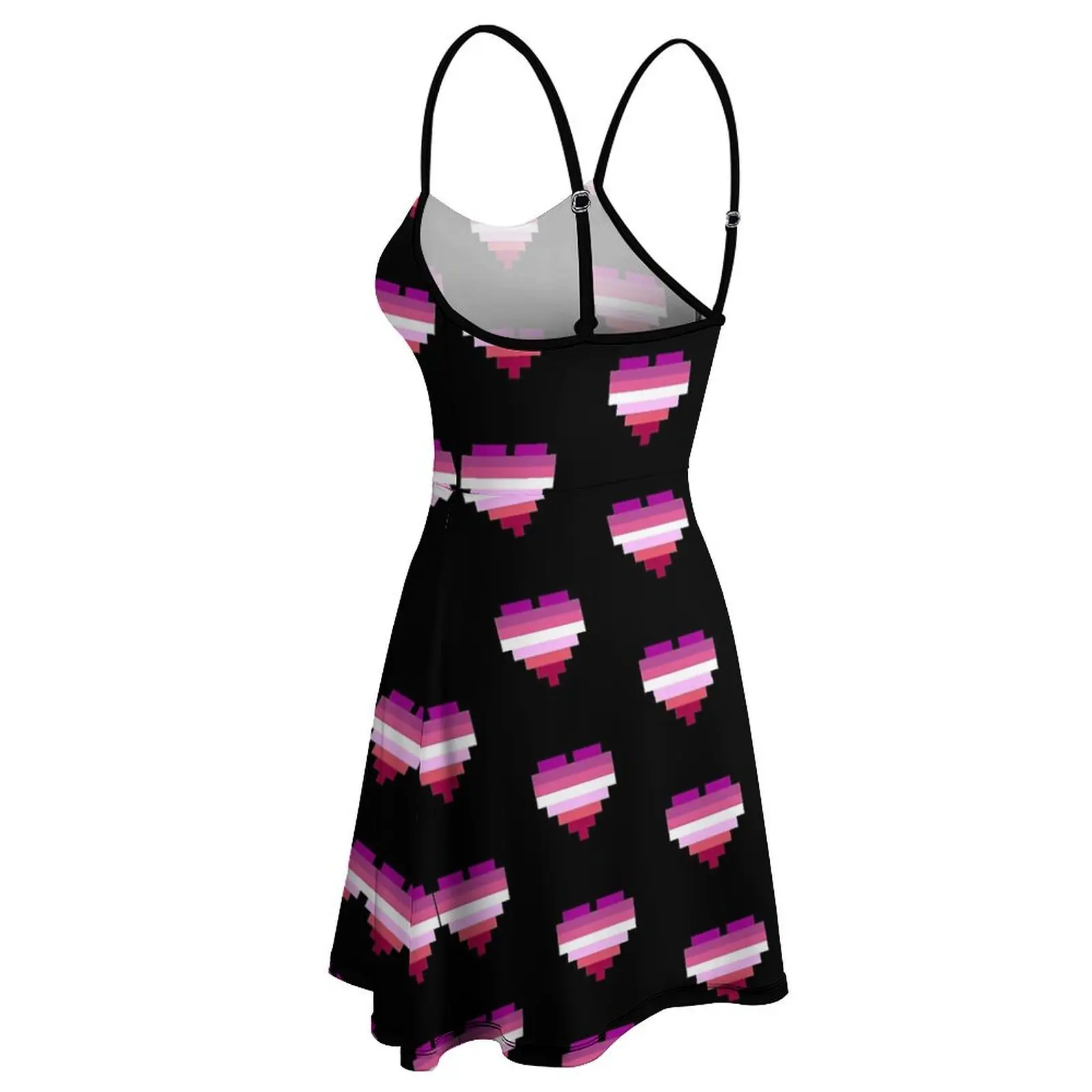 Vestido de tirantes gráfico para mujer, Bandera de orgullo lésbico, Pixel Heart Gamer, regalo de cumpleaños, lindo vestido Sexy para mujer, cócteles