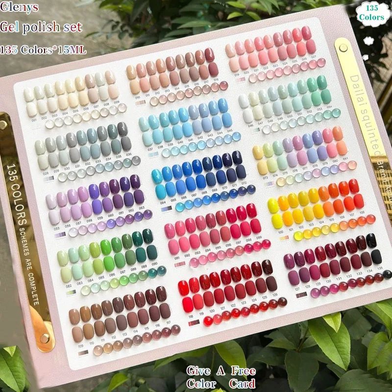 Glenys 135 Color nail polish Glue All Seasons General Advanced Soaking gel Color Matching Card Factory Direct Selling Clearcoat