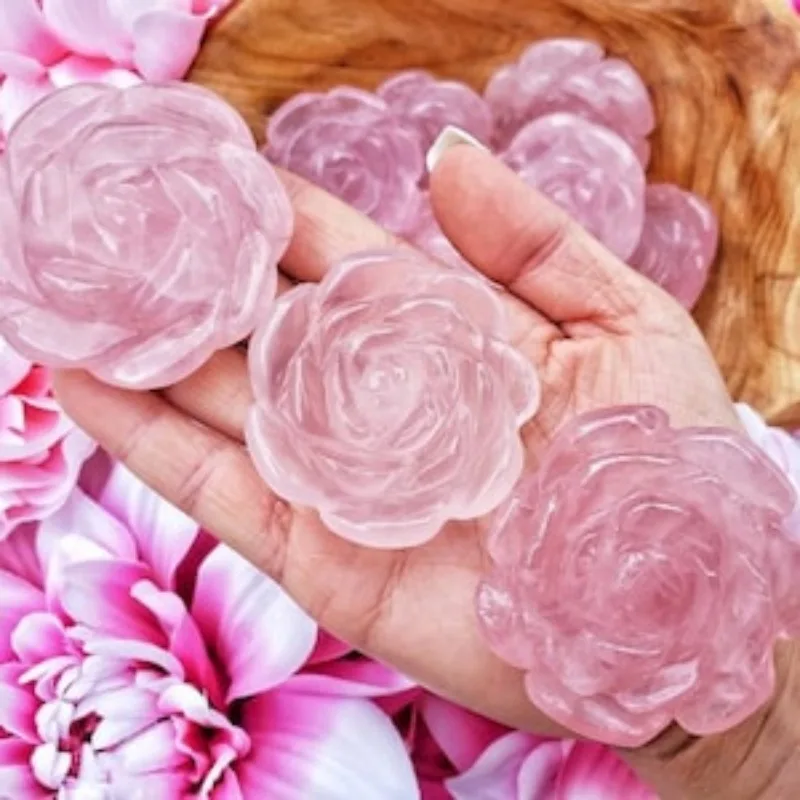 

Rose Quartz Rose Flower - Heart Chakra Piedras Semipreciosas Naturales Cuarzos Piedras Naturales Stones and Crystals