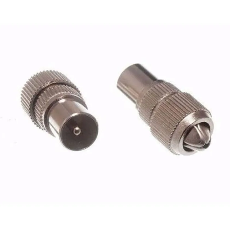 2PCS Nickel Plated Metal Antenna Tv Male Plug Cable TV Video Rf Cable Plug, Bamboo 9.5 RF Connector B5 Cable Adapter