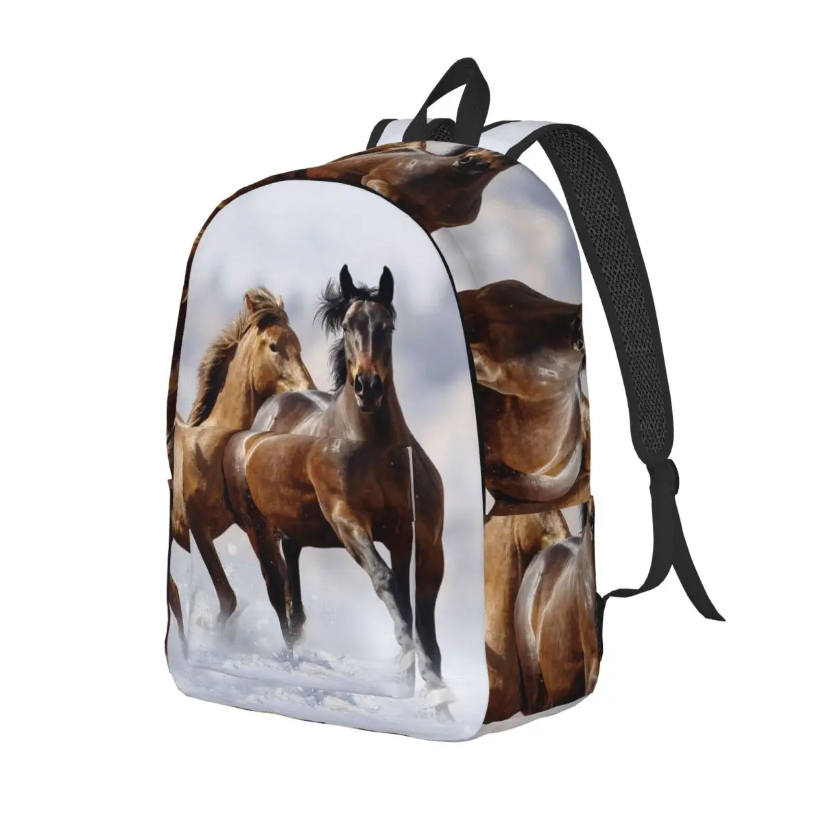 Wild Horse Running for Men Women Student School Bookbag Galloping Animal Lovers Canvas Daypack Elementary High College Sports