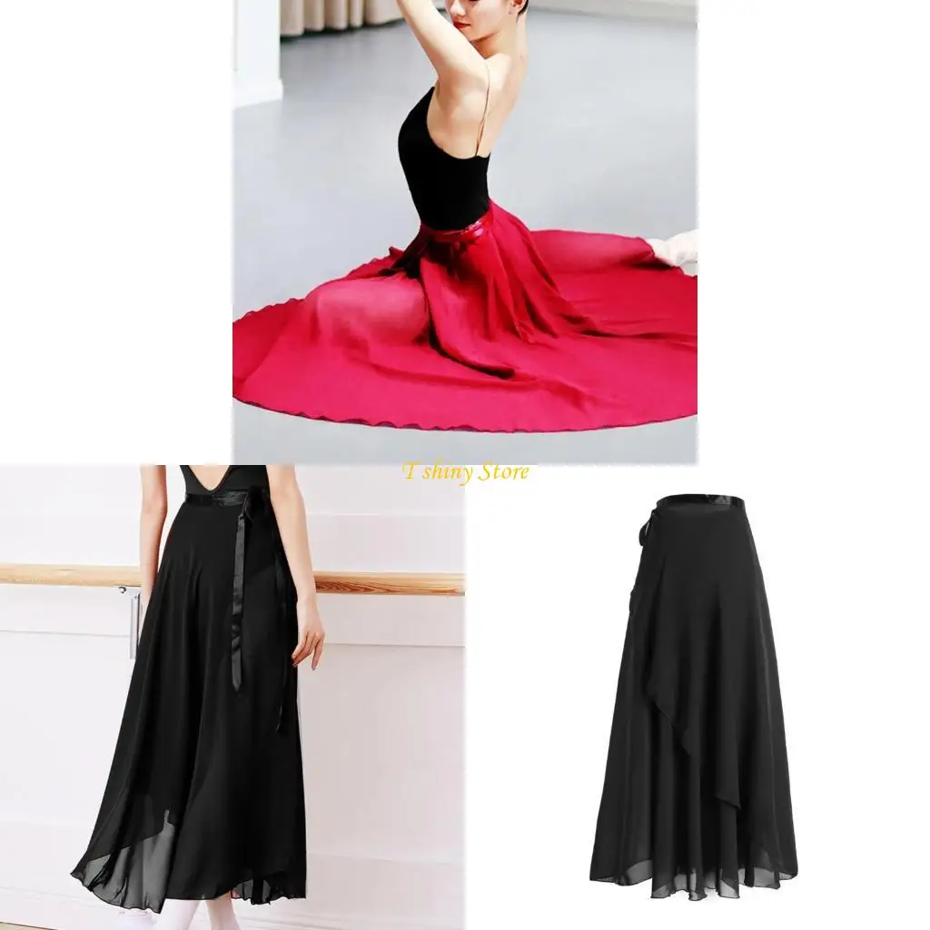 

N58F Elegant Ballet Dancewear Wrap Skirt with Flexible Tie Waist for Women