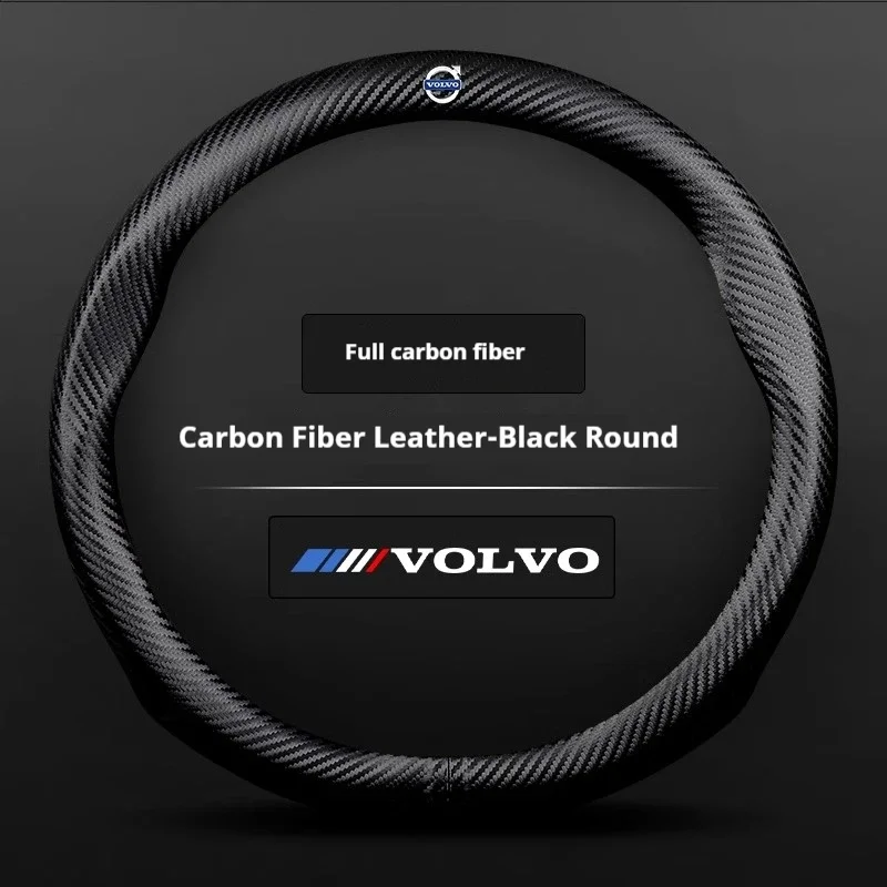 For Volvo XC40 XC60 XC70 XC90 S40 S60 S80 S90 V40 V50 V60 V70 V90 C30 C70 EX90 Carbon fiber Leather Car Steering Wheel Cover