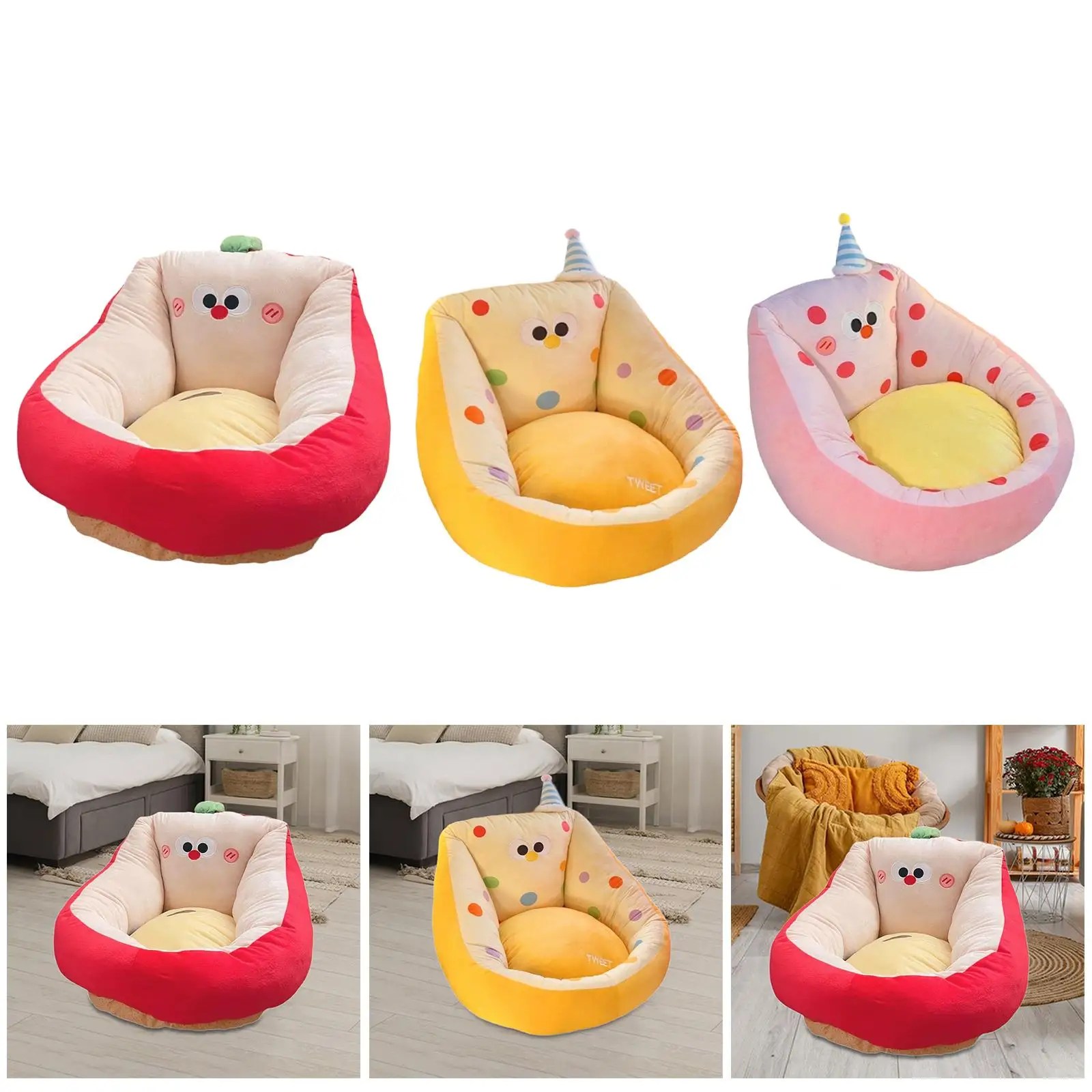 Kawaii Cushion Chair Room Decor Soft Comfortable Lazy Sofa Plush Seat Cushion for Playroom Living Room Study for Girls Woman
