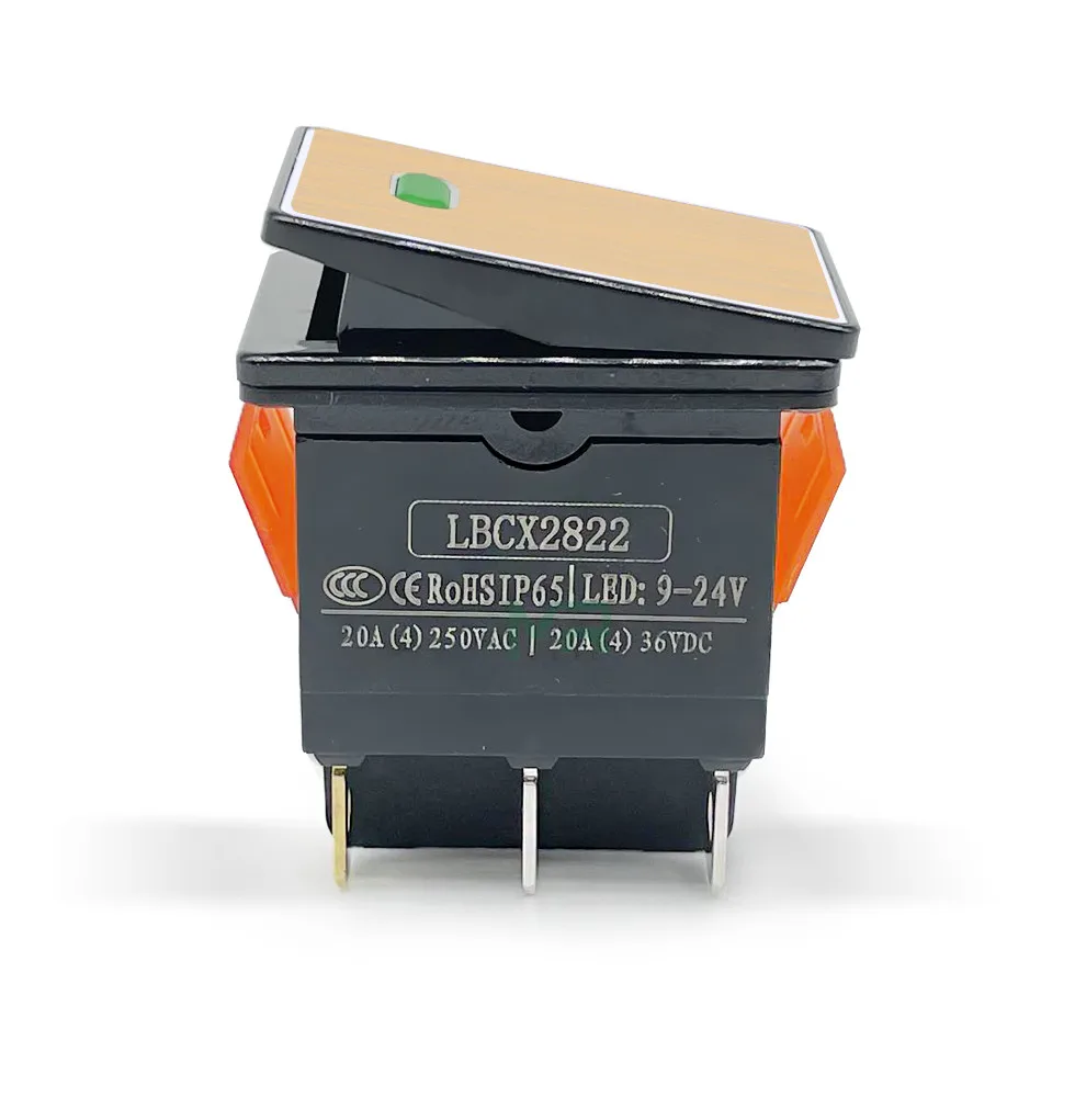 High-End Quality KCD4 Metal Square Waterproof Rocker Switch 2no2nc 4/6 Pins 20A Electrical equipment LED Power Switch 12V24V220V