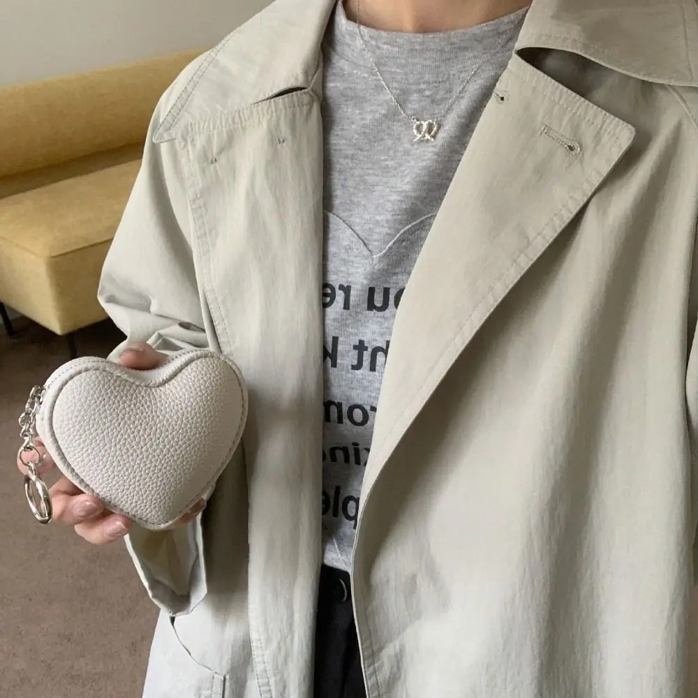 แฟชั่นจี้ PU หนังกระเป๋าเหรียญกระเป๋าใส่บัตรรักน่ารักผู้ถือบัตรเกาหลีสไตล์ซิปกระเป๋าสตางค์รูปหัวใจกลางแจ้ง