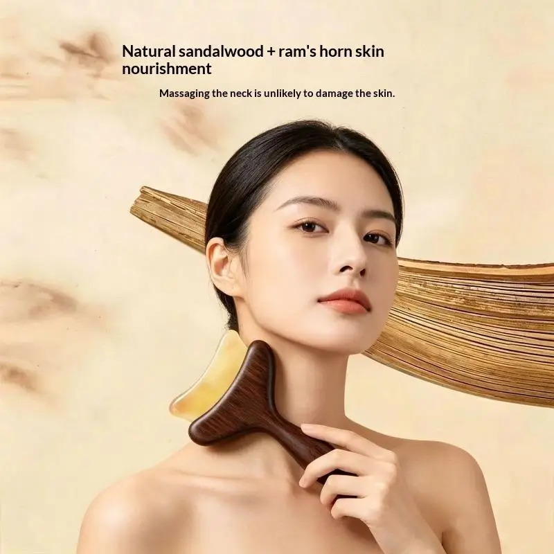 Natural Wooden Facial Meridian Comb Nose Eye Jaw Neck Muscle Relaxation Massager for Home Use