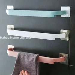 Adhesive Towel Rack for Bathroom Towel Bar Bath Shelf Wall Mounted Towel Hanger Toilet Suction Cup Holder Kitchen Organizer