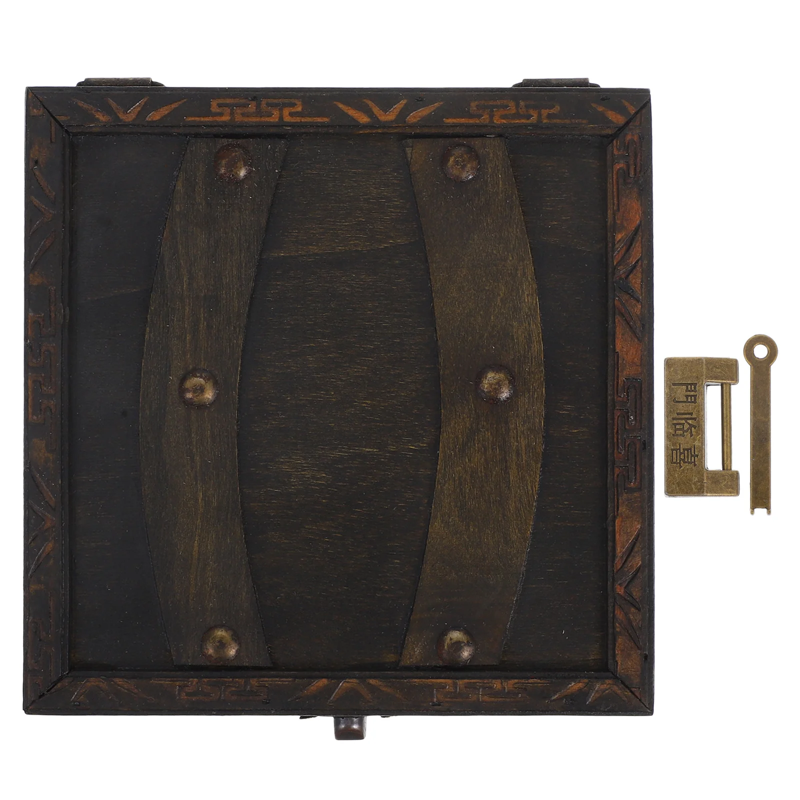 

Retro Wooden Treasure Chest Box Multifunctional Organizer Documents Jewelry Small Decorative Storage Case for Gifts