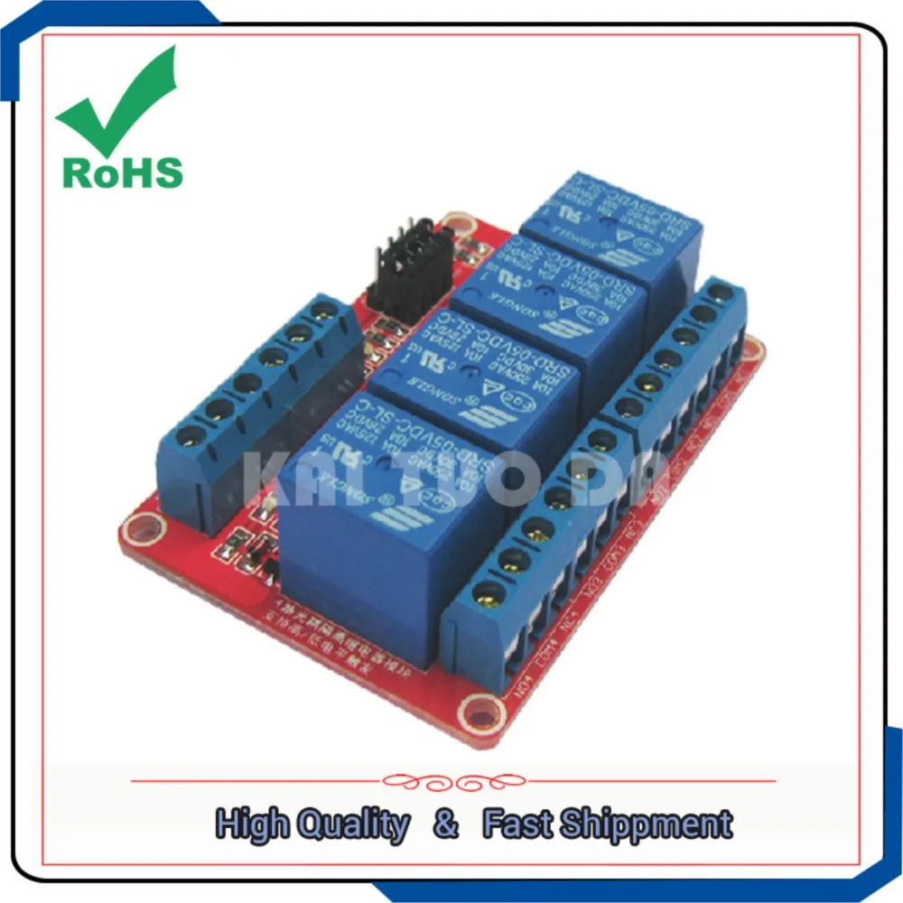4 way/channel 5V relay module with optocoupler isolation support high and low level trigger board development board