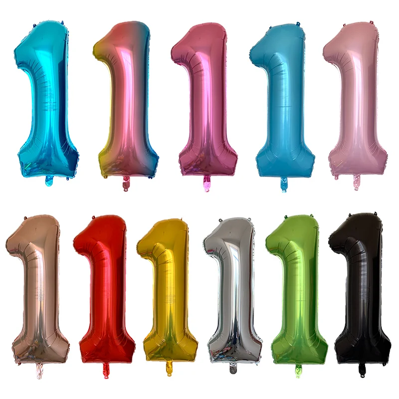 40inch 1st Turquois Rose Gold Silver Big Number Foil Helium Balloons Baby Shower 1 Years Old Birthday Party Decoration Globos