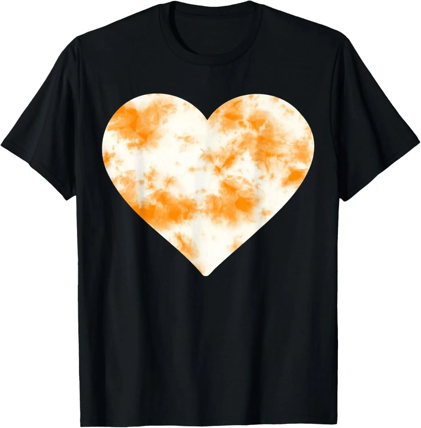 Heart Orange Tie Dye - Cute Valentines Day Graphic T-Shirt