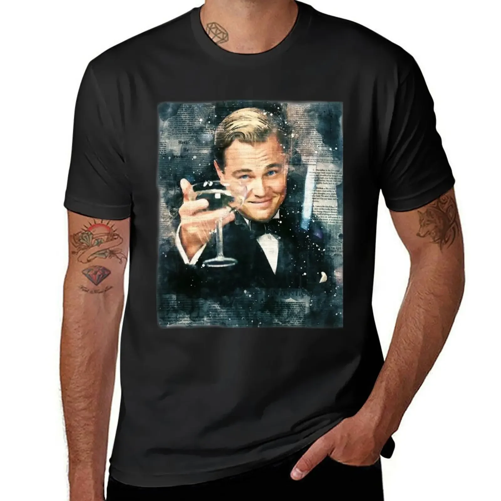 Great Gatsby Leonardo DiCaprio fan art T-Shirt hippie clothes graphic shirts korean fashion slim fit t shirts for men