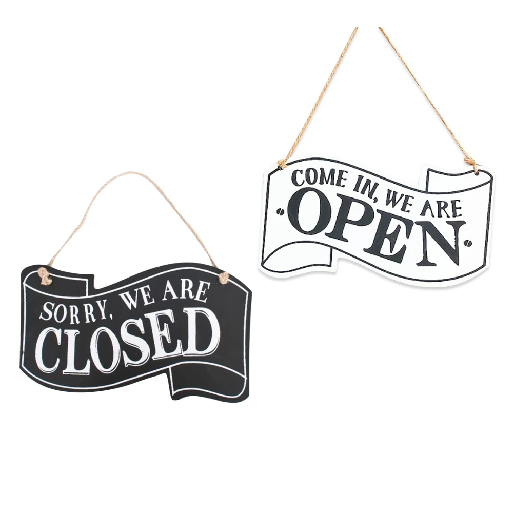 

2Pcs Wooden COME IN OPEN Come In Door Sign Hanging Double Sided Shop Decorative Sign Vintage Style