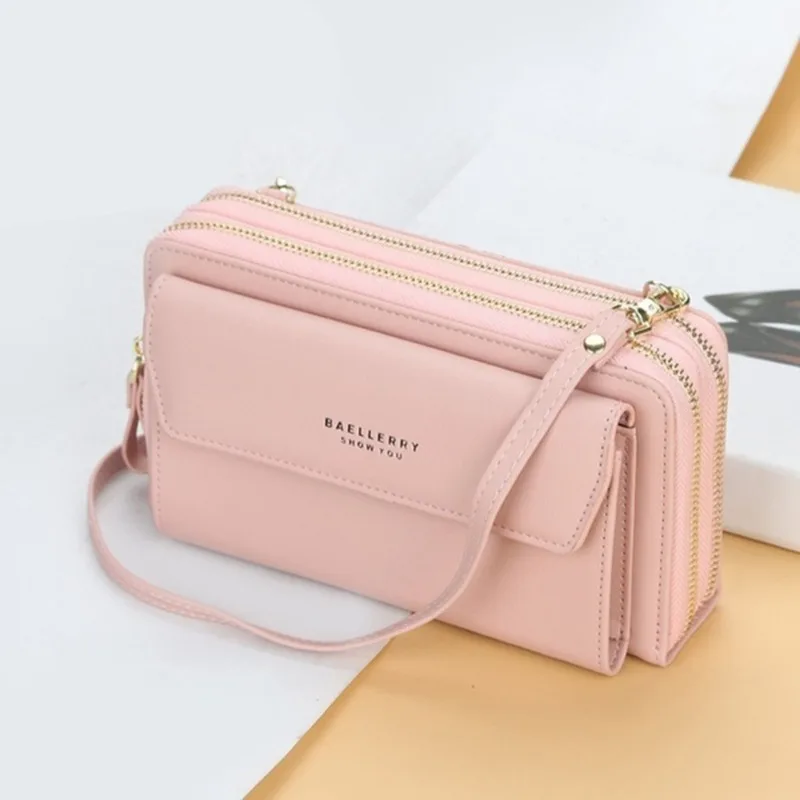 Damen Lange Geldbörse Koreanische Version Umhängetasche Doppelreißverschluss Große Kapazität Clutch-Tasche Schulter-Handtasche Damen Handytasche – Detail 7