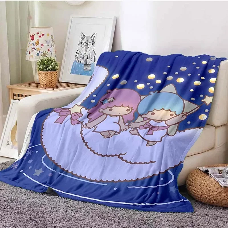 Sanrio Little Twin Stars Manta macia para crianças e adultos, colcha de pelúcia, Soft Throw, Sofá, cama, quente, 6 tamanhos