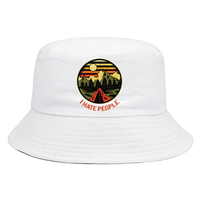 Je Déteste Les Gens Qui Campent TShirt Essentiel Bucket Hat Summer Foldable Bucket Hat Man Women Outdoor Fishing Hunting Cap