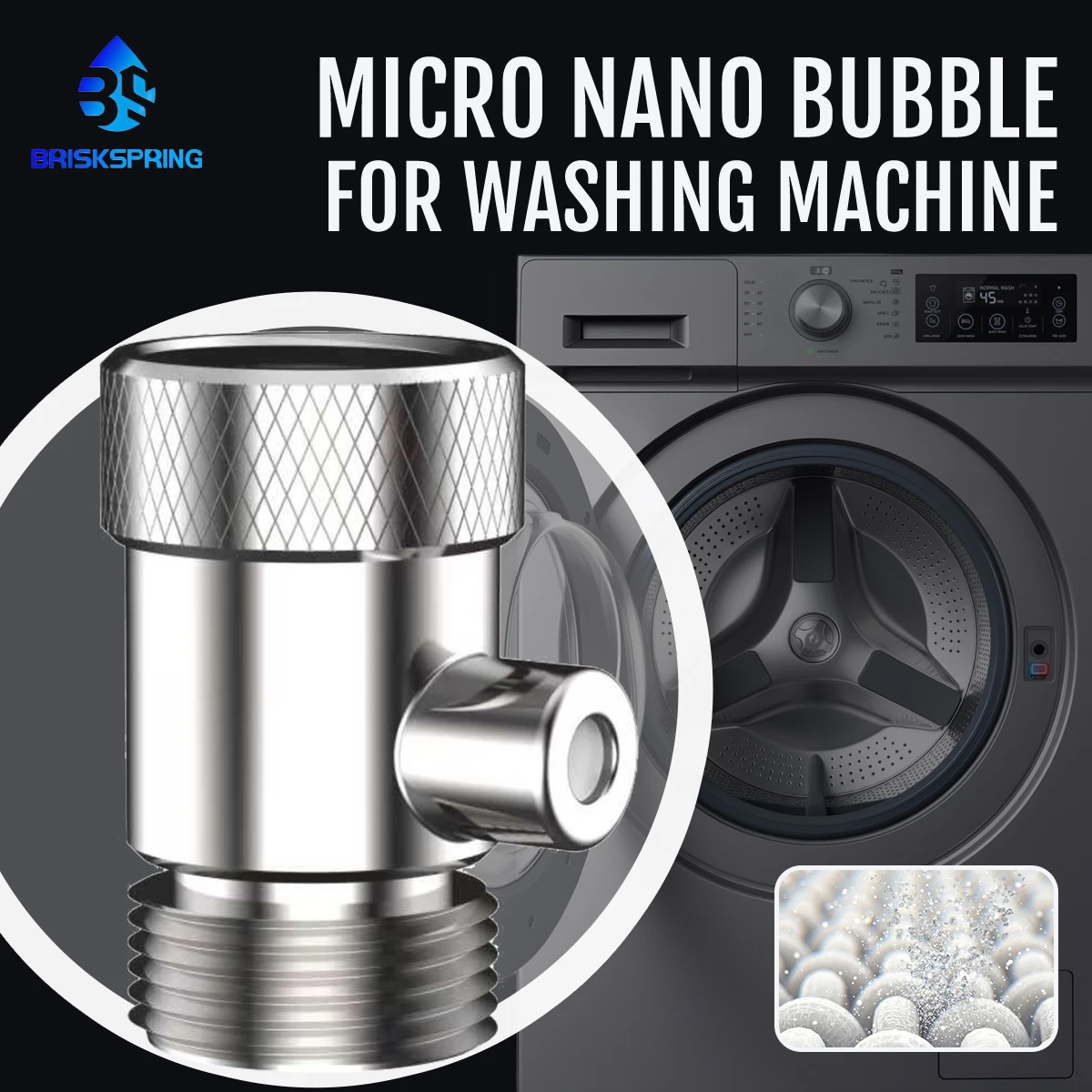 BRISKSPRING Ultra Fine Bubble Generator for Washing Machine, Micro Nanobubble Deep Cleaning to Remove Residue, Odor and Bacteria