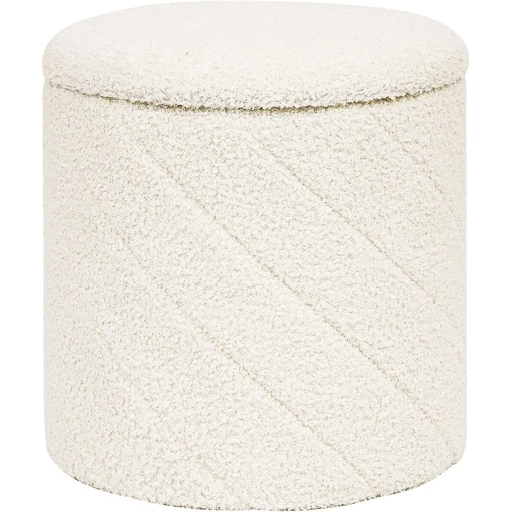 

Ottoman with Stroage Round Boucle Ottoman and Tray Sherpa Removable oot Stool Coee Table or Dorm, Living Room White, 13"x13"x13.