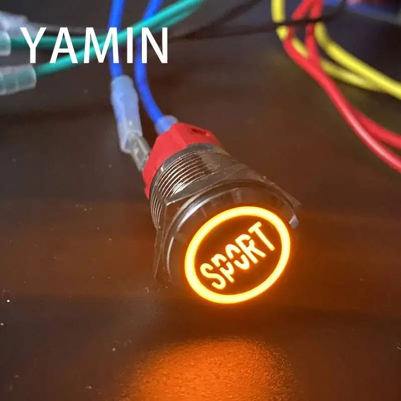 زر إعادة الضبط مع الحروف المضيئة 1NO 1NC ، 19 مللي متر ، مصدر طاقة ، ليزر مخصص 3A 250VAC ، زر دفع معدني