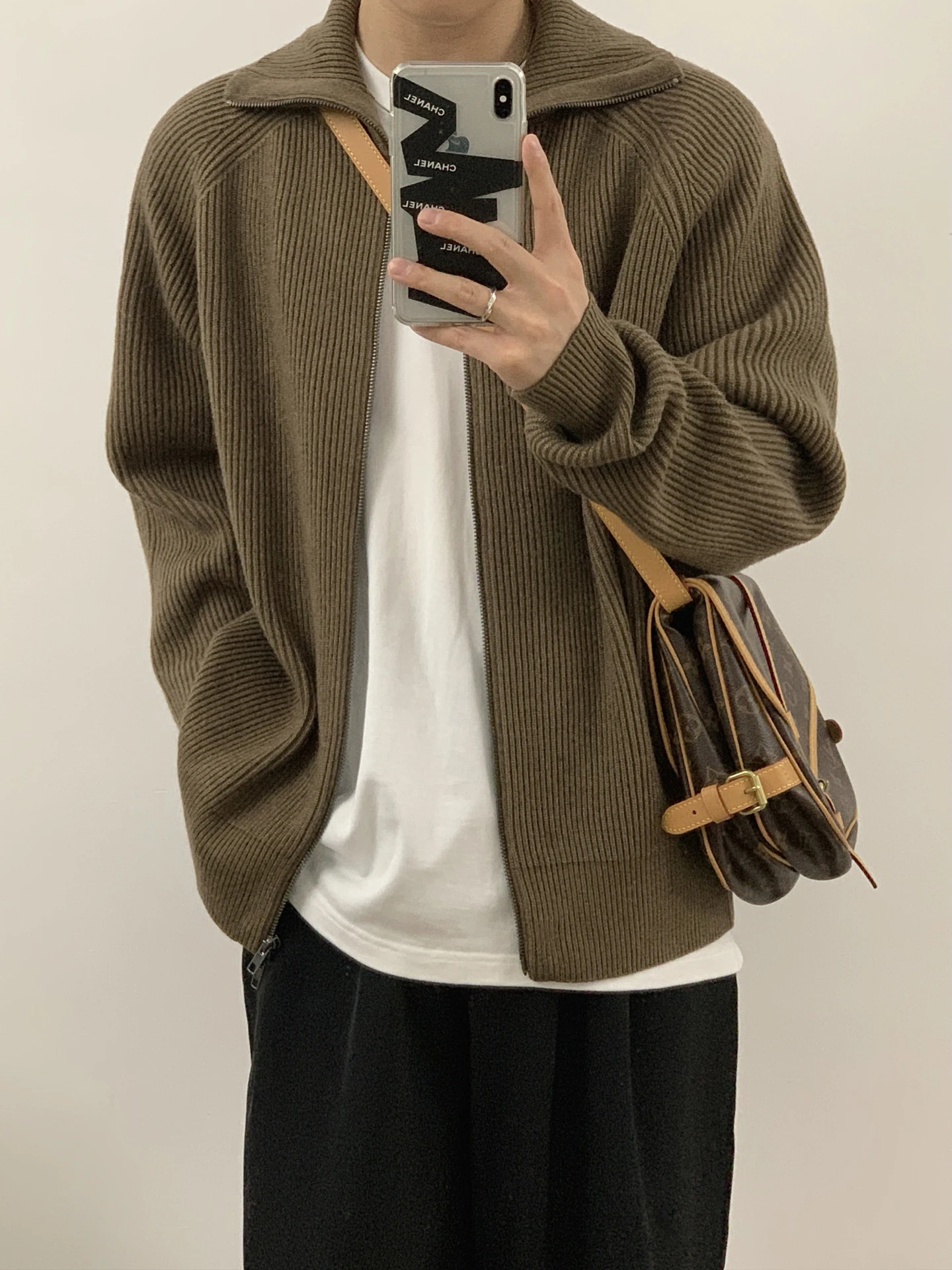 

i Color Stand Collar Knitted Sweater Jaet for Men Autumn Lazy Soft Long Sve Zipper Closure Casual Sle Outerwear