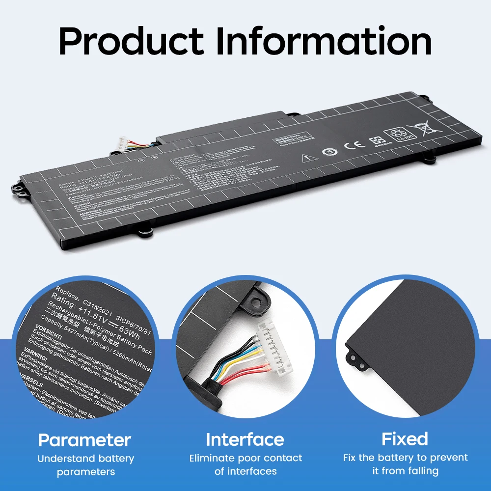 C31N2021 Battery for ASUS ZenBook 14X OLED UX5401EA UX5401ZA ZenBook 14 Flip OLED UP5401E 63Wh UX5401 UM5401 Replacement Battery