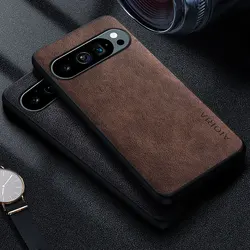 Premium Luxury PU leather Phone Case for Google Pixel 9 Pro XL 9A 5G Funda Retro Business Style Solid color cover capa