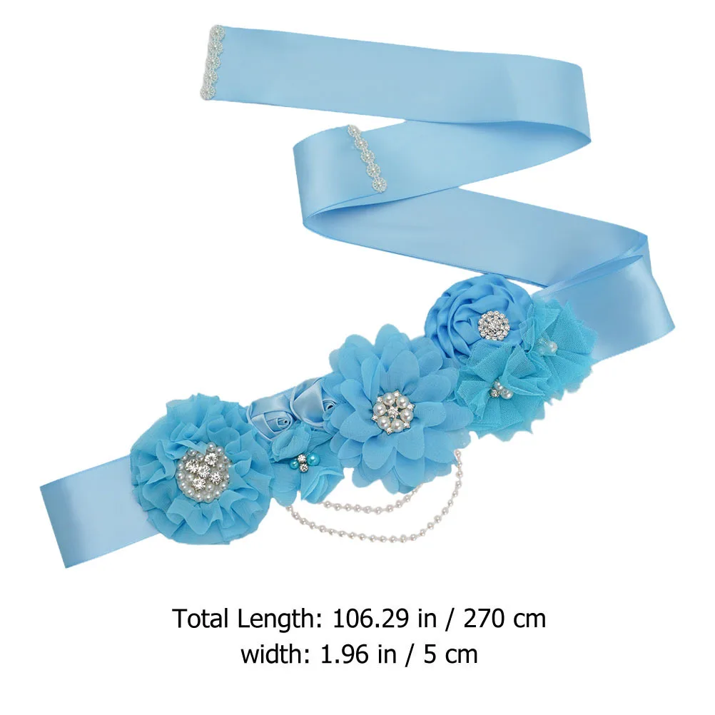 

1Pcs Wedding Waist Belt Rhinestone Pearl Flower Decor Bridal Dress Accessory Elegant Party Girdle Delicate Shining Alloy