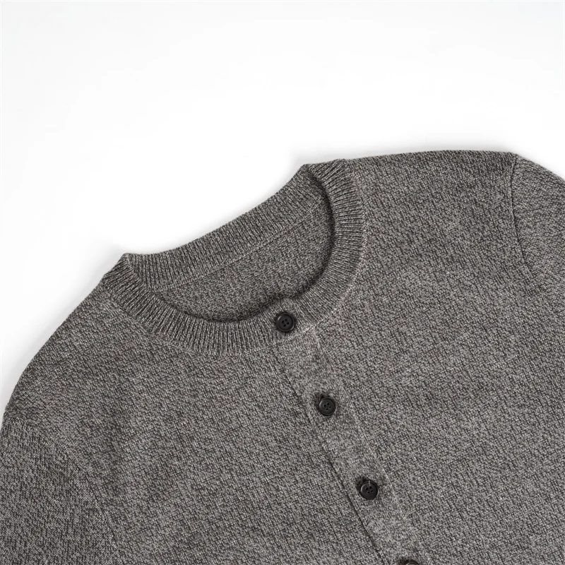 Bild 4: Strickjacke für Damen, neue Herbstkollektion 2026, einreihig, schmal geschnittenes Damen-Oberteil mit langen Ärmeln, 100% Wolle, Damenpullover, Rundhals, dünner Mantel.