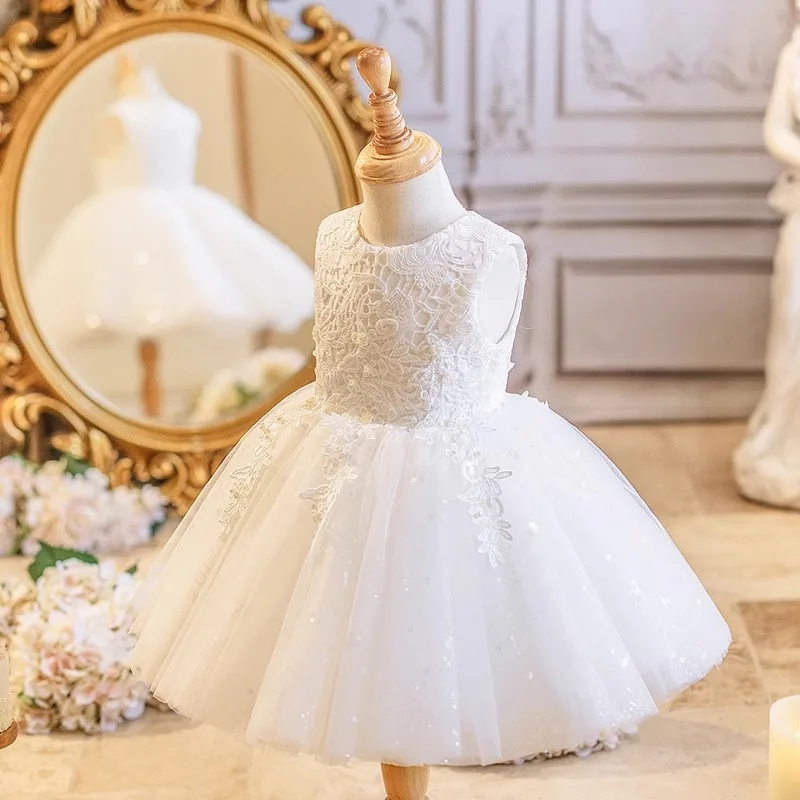 

Girls' First Birthday Dress Gown Children's Gorgeous Princess Show Wedding Little Girl Puffy Tulle Flower