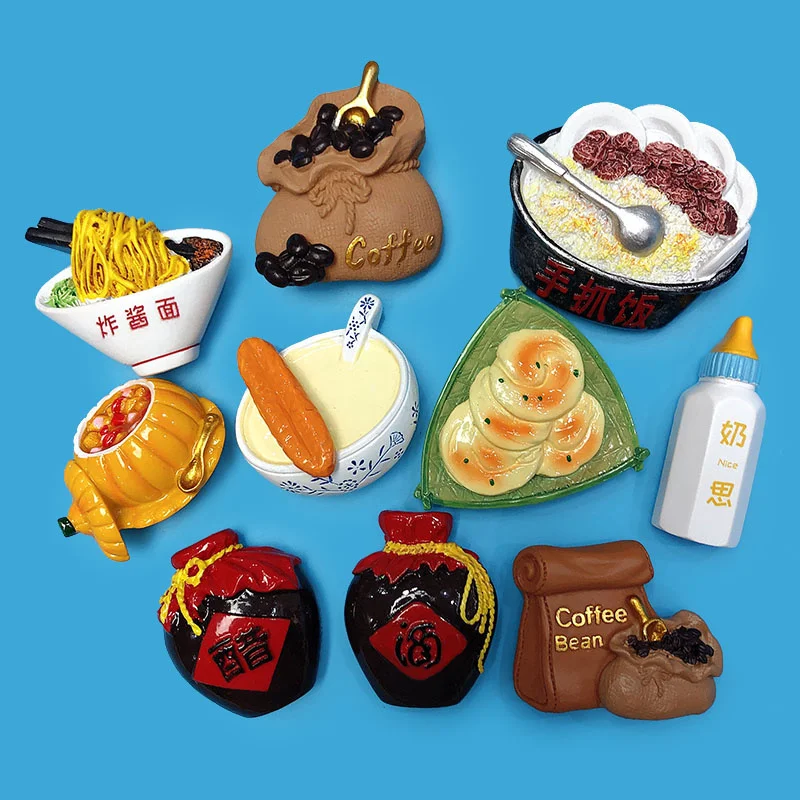 3D simulation food refrigerator with Zhajiangmian, soybean milk, deep-fried dough sticks and Cong you bing