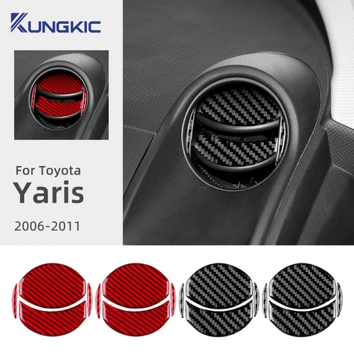 Para Toyota Yaris 2006 2007 2008 2009 2010 2011 pegatina de fibra de carbono suave Real LHD RHD Panel de instrumentos de coche embellecedor de ventilación de aire
