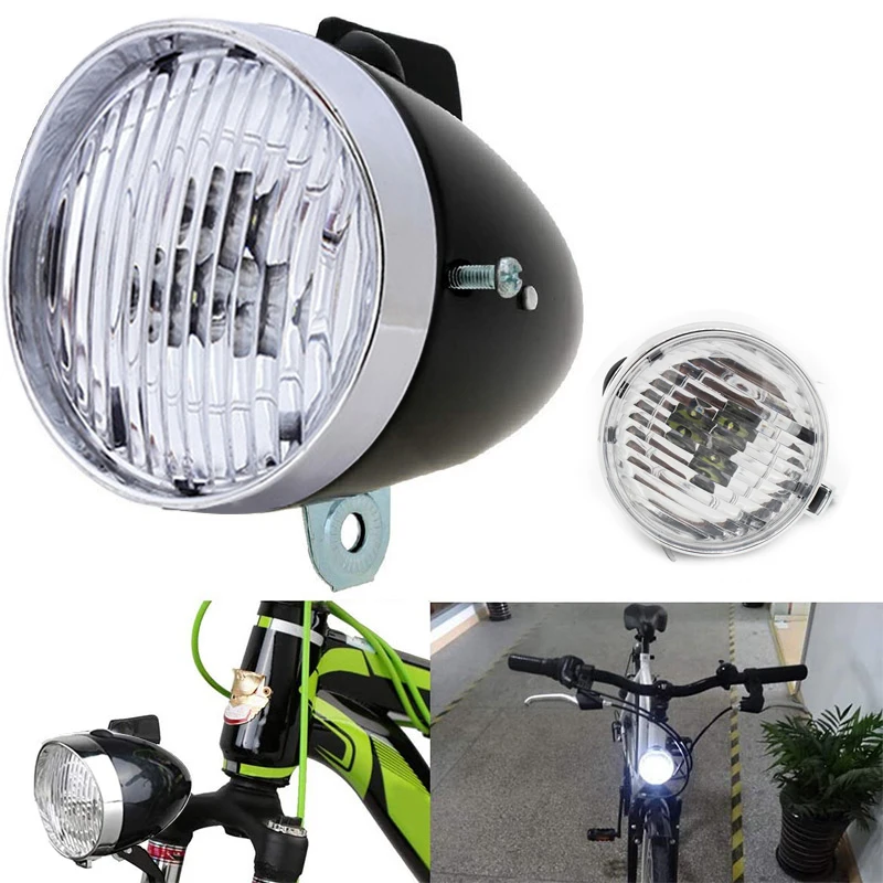 レトロ自転車ヘッドライト ABS プラスチックシェルクラシック自転車ライト LED 自転車夜間走行フロントランプブラケット付きバッテリーなし