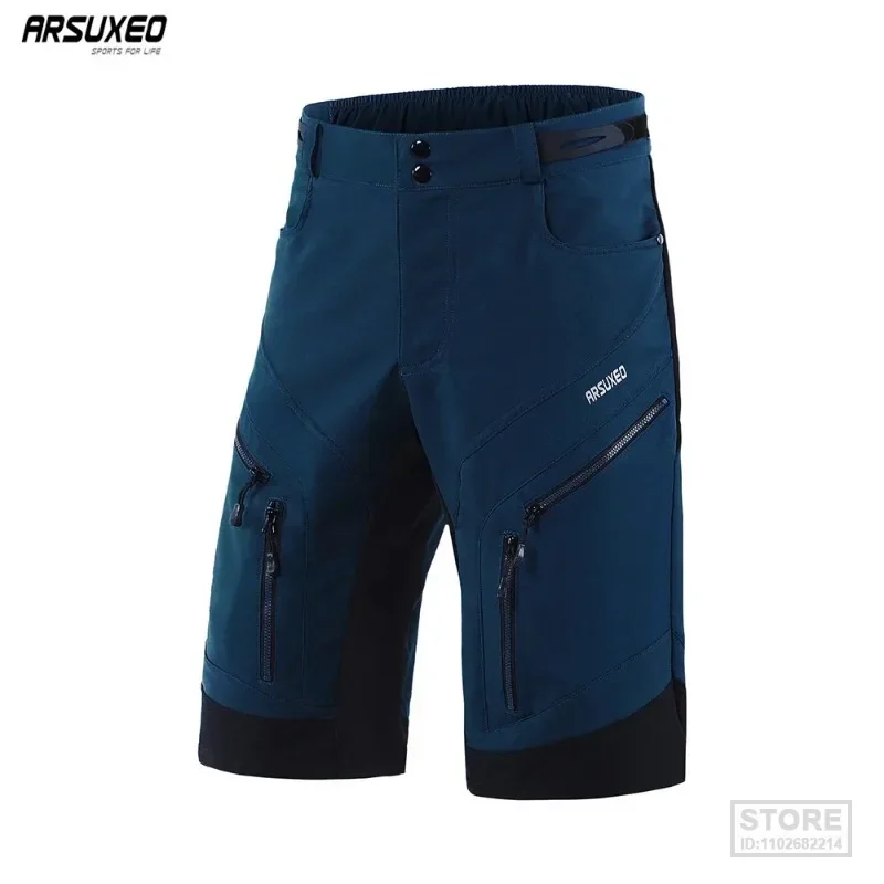 ARSUXEO Men's Cycling Shorts Loose Fit Downhill MTB Mountain Bike Shorts Outdoor Sport Bicycle Short Pants Water Repellent 1903