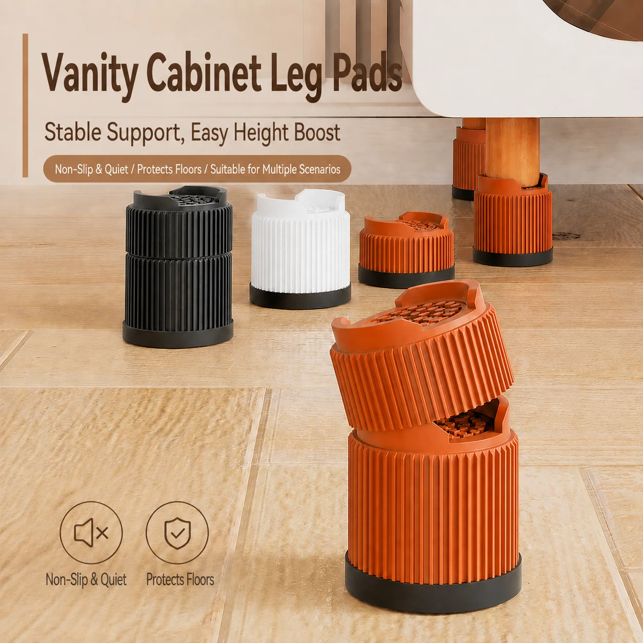 Shock Absorbing Furniture Feet Pads Anti Slip Floor Protectors For Dresser Vanity Cabinet Dining Table Chairs