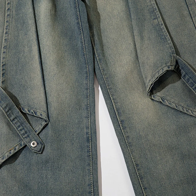 UPRAKF Washed Vintage Wide Leg Jeans Streetwear Denim Baggy Pants High Waist Casual Fashion Trousers Straight
