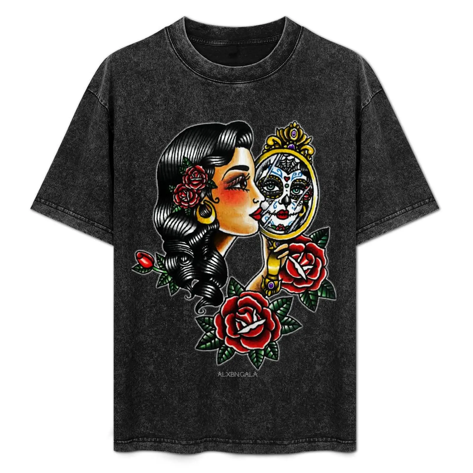 

Lady Head Reflection T-Shirt Soft Basic Cotton Short Sleeve Tee