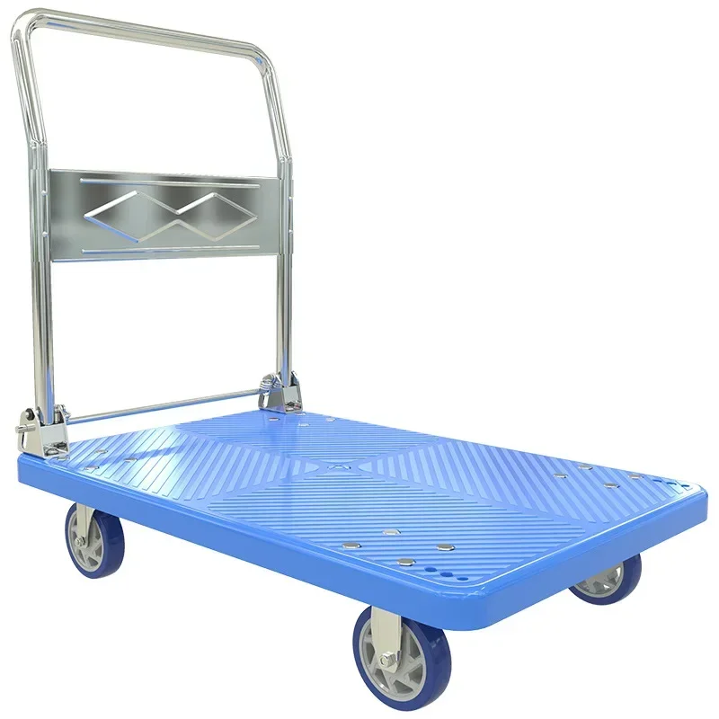 Silent trolley trolley pull folding flatbed truck small trailer plastic truck supermarket storage with brake