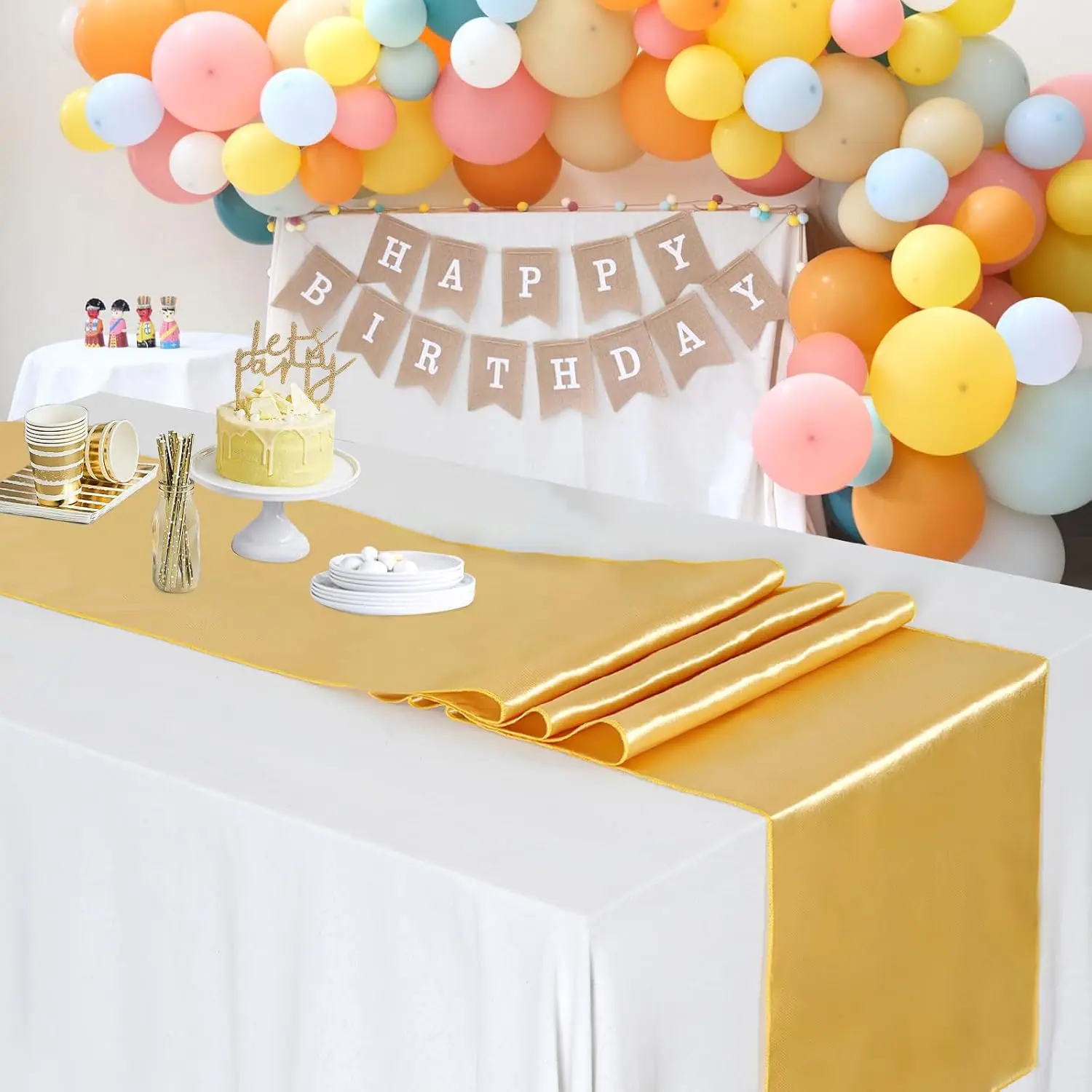 

2/10PCS Satin Table Runners 12x108 Inch Bright Silk Smooth Table Runner for Party Wedding Banquet Decoration Party Chair Sashes