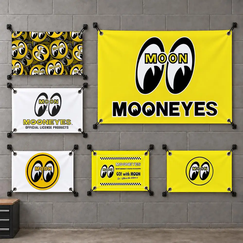 W-Mooneyes Game Flags Custom Wall Hanging Background Art Banner For Bedroom Home Living Room Outdoor Decor