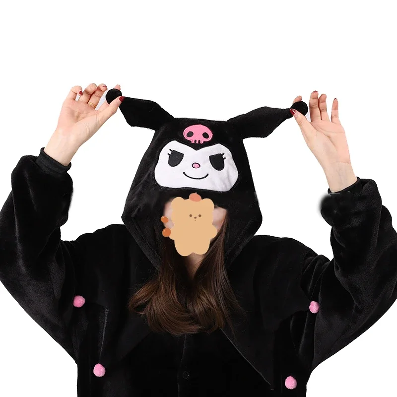 Kuromi Cosplay Onesies Costume Women Pajamas Adult Cartoon Halloween Onesies For Cosplay Party Girls Birthday Christmas Gifts