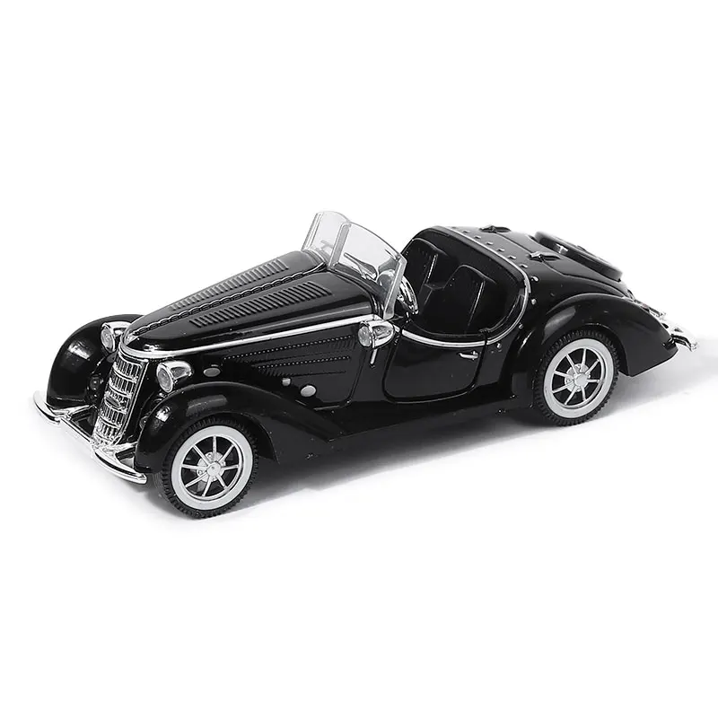 Die cast model 1:32 alloy open and closed canopy vintage car model, children\'s toy car ornament, rebound car model, can open doo