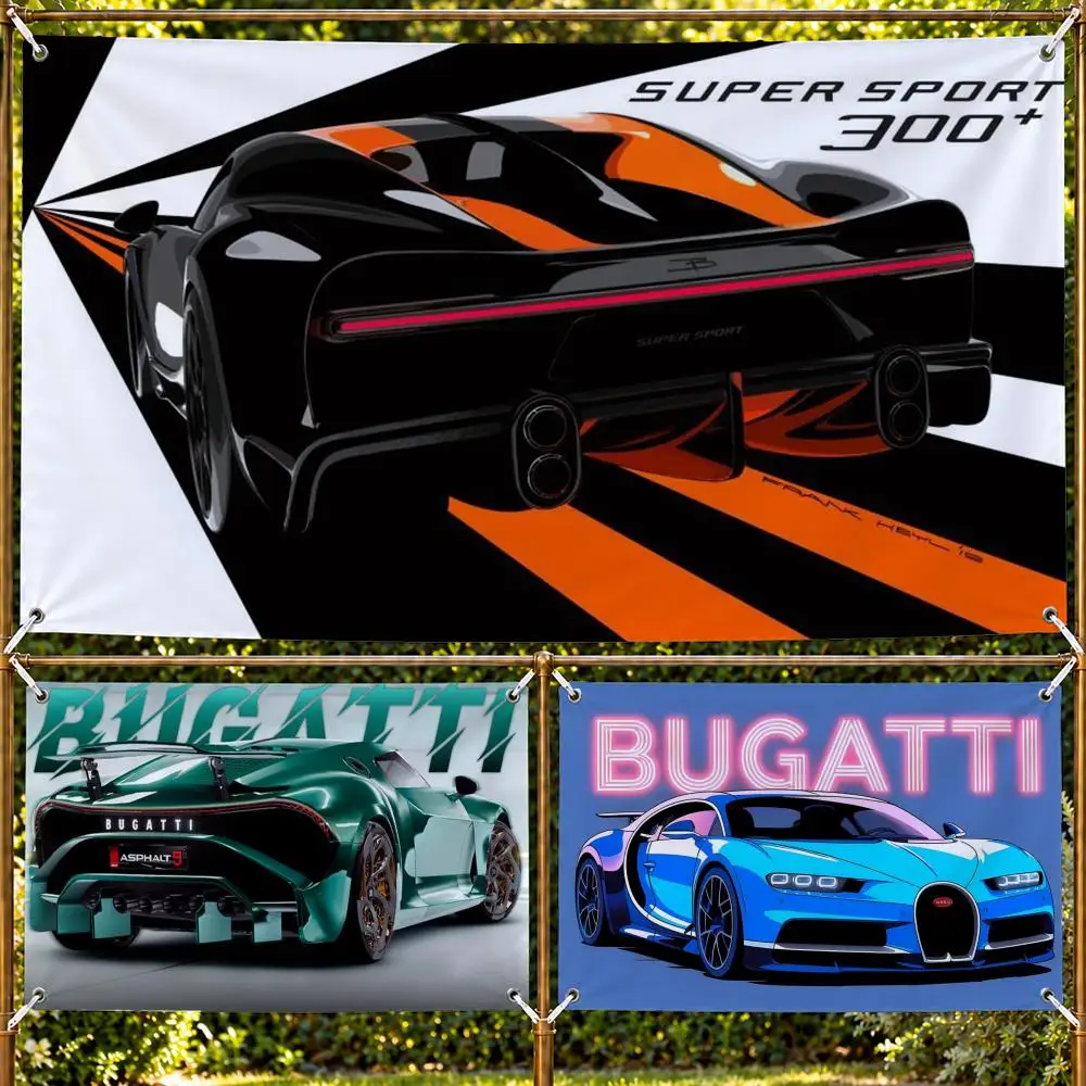 Bugatti Flags Decorative Wall Hanging Banner Bedroom Dorm Music Room Garden Party