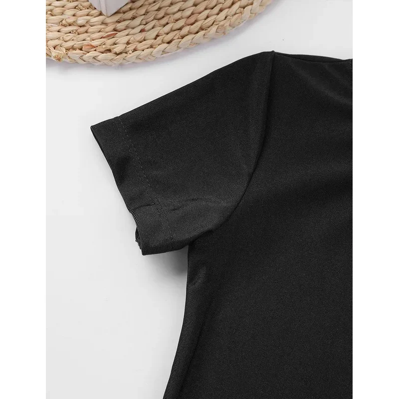 SN55Dance Leotards for Girls Boys Gymnastics Kids Children Short Sleeves Biketard Dance Unitards Ballet Dance Costume Practi$@1w