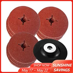 30/50PCS 115mm Angle Grinder Cross Hole Steel Paper Sandpaper Grinding Disc Polishing Grinding Sheet 24#36#40#60#80#120#