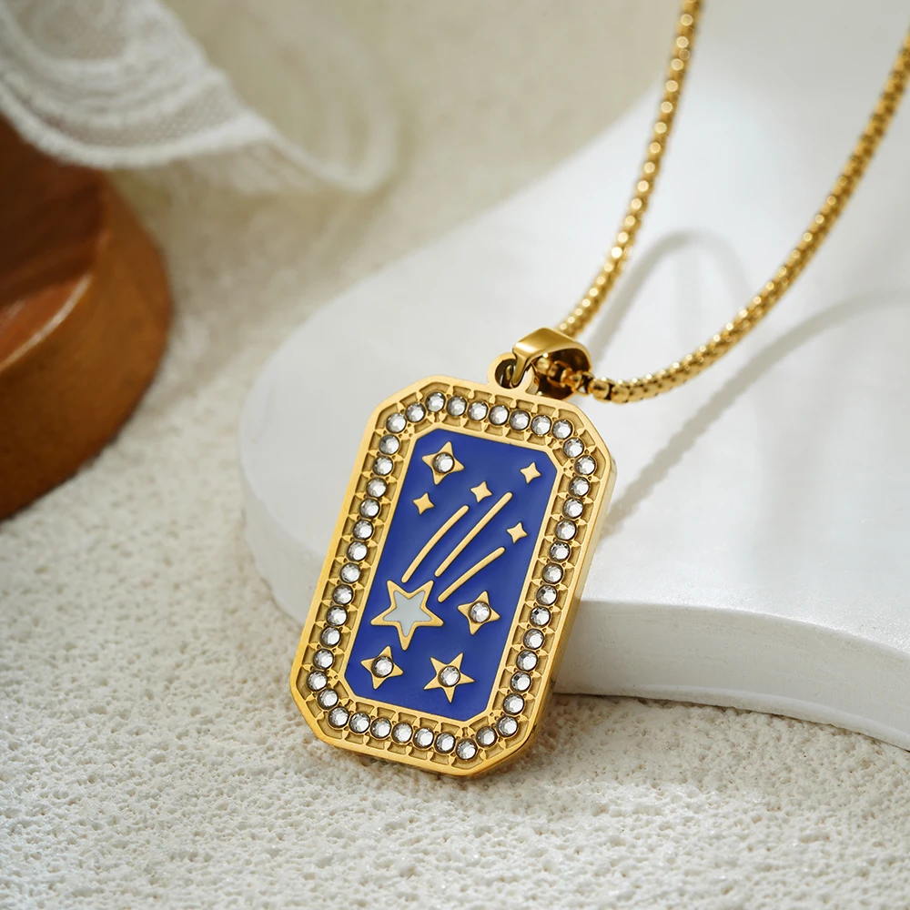 الذهب اللون قلادة للنساء الزركون عيد الميلاد مجوهرات ملونة هندسية ذات مغزى الشمس عاشق الفولاذ المقاوم للصدأ التارو القلائد