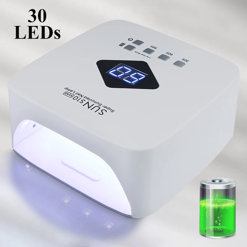 30LEDs Cordless Professional Nail Drying Lamp for Curing All Gel Nail Polish With Motion Sensing Manicure Pedicure Salon Tool