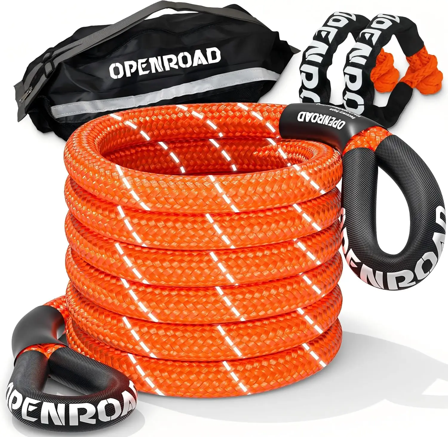 

Heavy-Duty Kinetic Recovery Tow Rope, 36,000 LBS Capacity, 1in x 30ft with Soft Shackle for Off-Road Vehicle Rescue